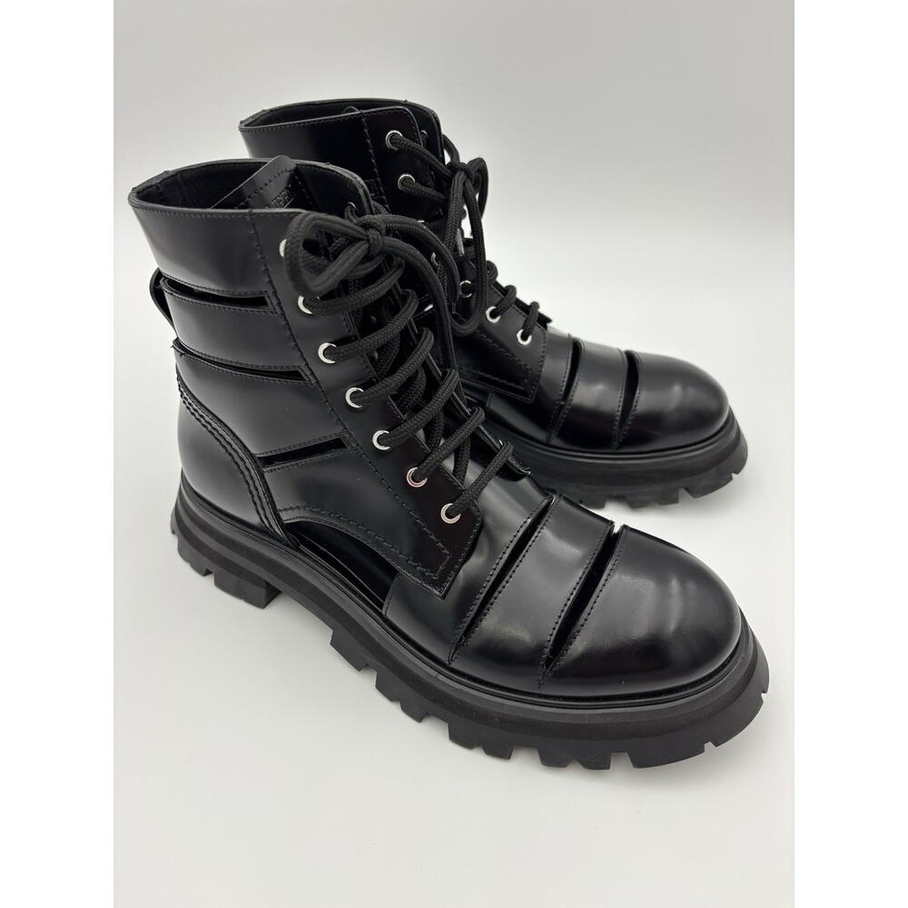 Alexander McQueen Wander Leather Cutout Combat Boots Black Size 39 / 9 - Picture 7 of 16